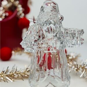 Imperial Crystal 7 1/2" TALL 24% LEAD CRYSTAL SANTA CANDLE HOLDER